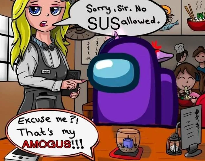 Among Us Amogus variant meme.