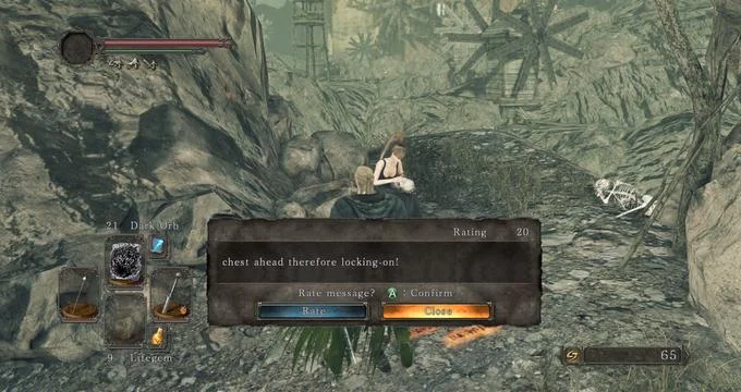 Chest locking-on mechanic reference.