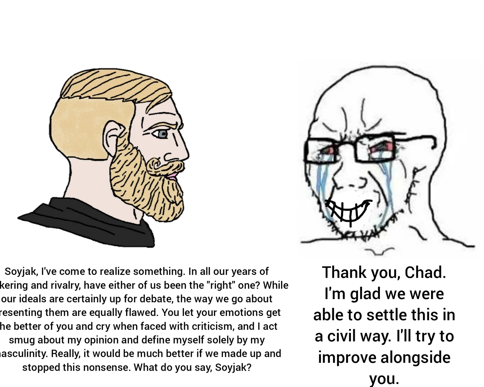 Soyjak philosophical opinion debate.