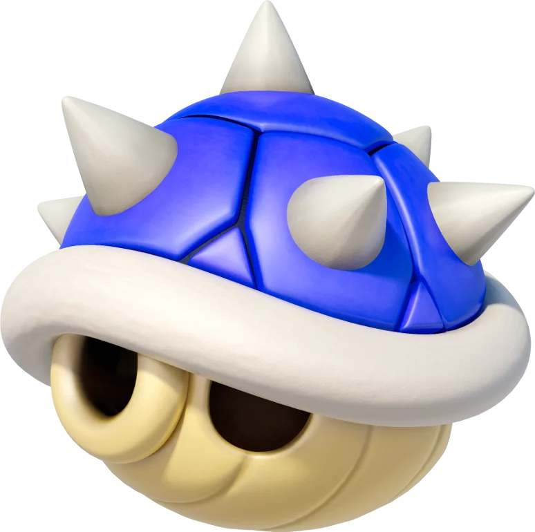 The Spiny Shell (commonly called the Blue Shell) as it appears in Mario Kart 8, one of the most infamous items in the Mario Kart series.