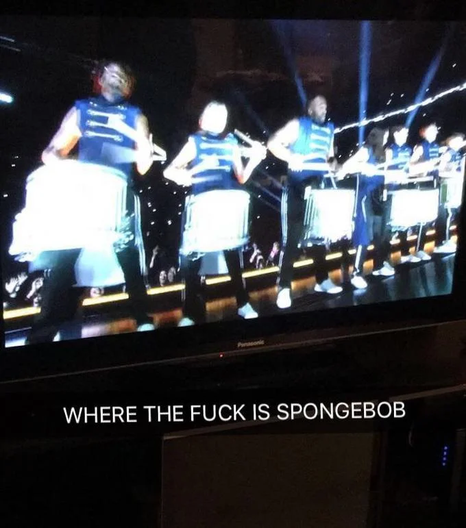 Viral meme from Super Bowl halftime disappointment.