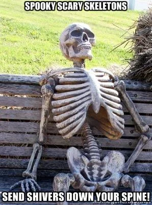 Iconic waiting skeleton meme template.