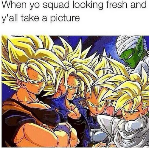 Dragon Ball Z squad photo moment.