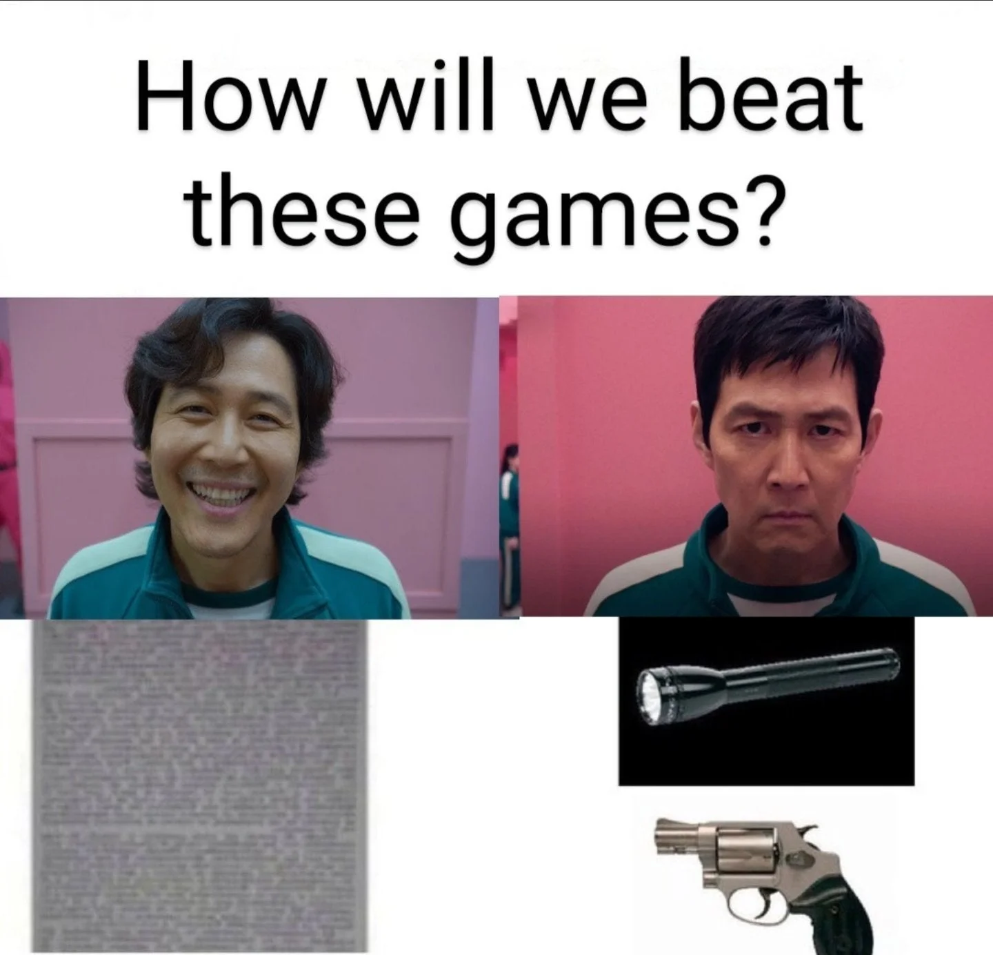 Absurd weapons solution comparison meme.