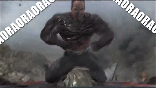 Stand cry text overlaid on film footage.