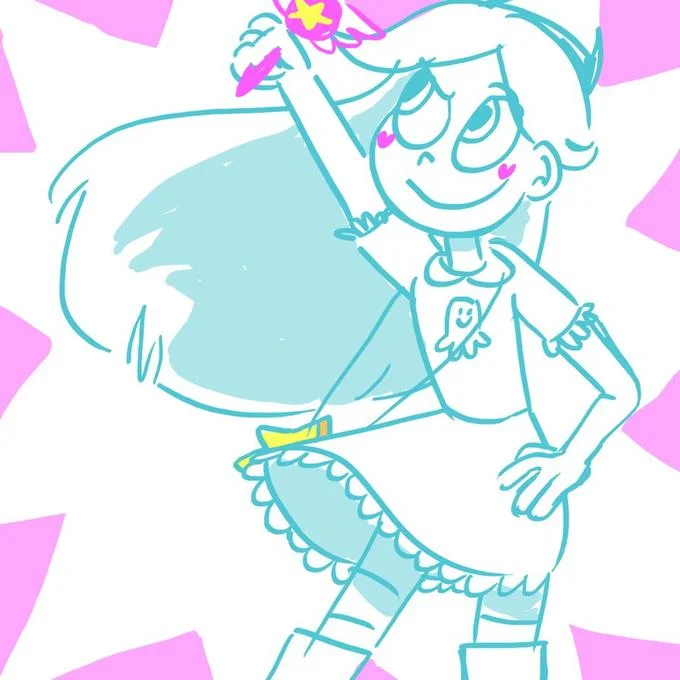 Sketch-style fan art of Star Butterfly wielding her wand.