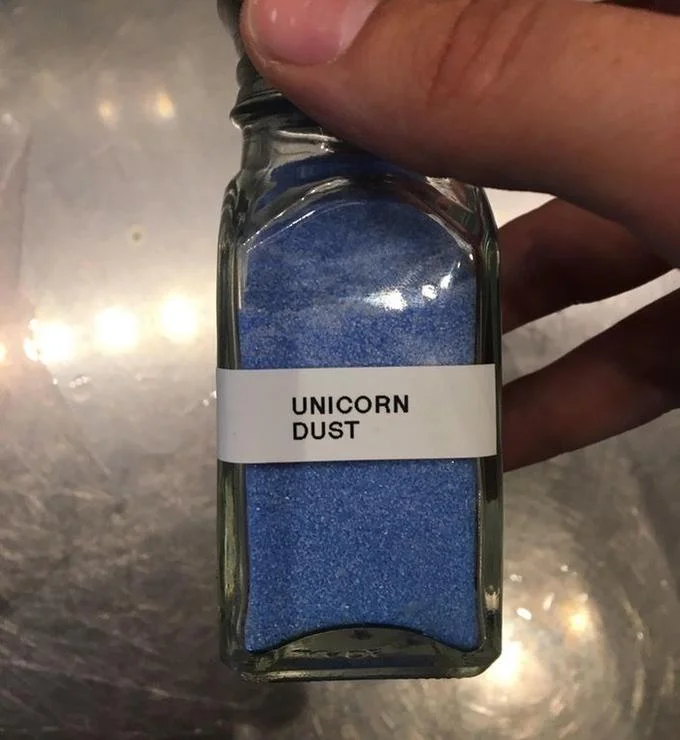 The blue 'Unicorn Dust' powder was another color-changing ingredient in Starbucks' viral Unicorn Frappuccino, which overwhelmed baristas nationwide.