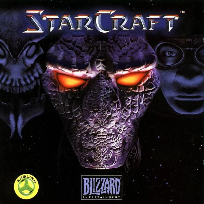 The original box art for StarCraft (1998), released by Blizzard Entertainment, prominently featuring the Zerg Hydralisk.