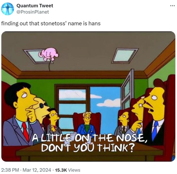 The March 2024 tweet from @AnonCommieStan that popularized the doxxing of Stonetoss as Texas resident Hans Kristian Graebener, also linking him to Red Panels.