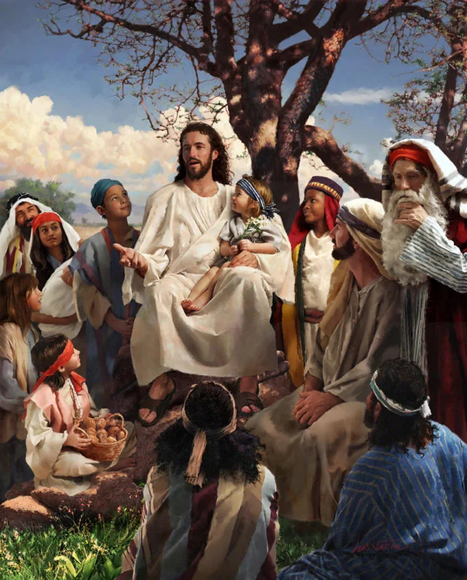 The source painting used as the base template for the Story Time Jesus image macro series.