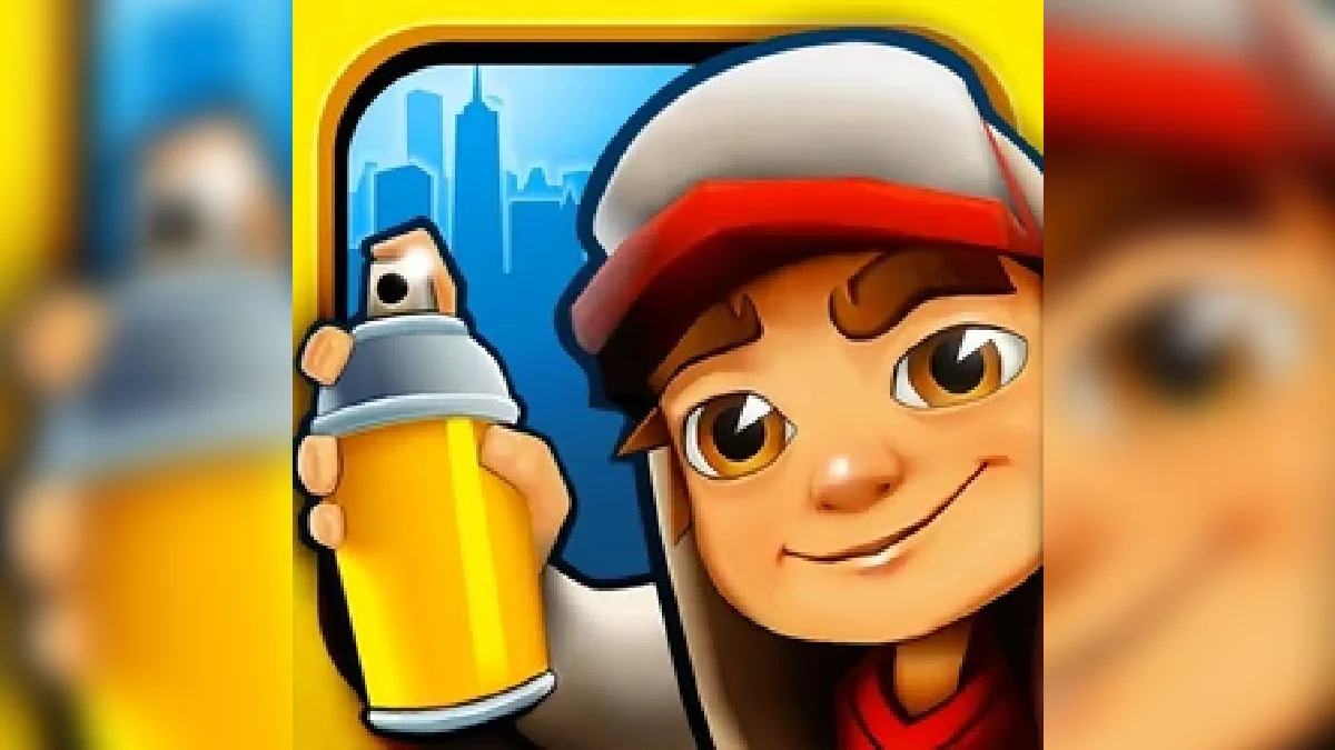 The official Subway Surfers mobile game cover art featuring protagonist Jake, the endless runner title whose gameplay footage became ubiquitous in meme culture.