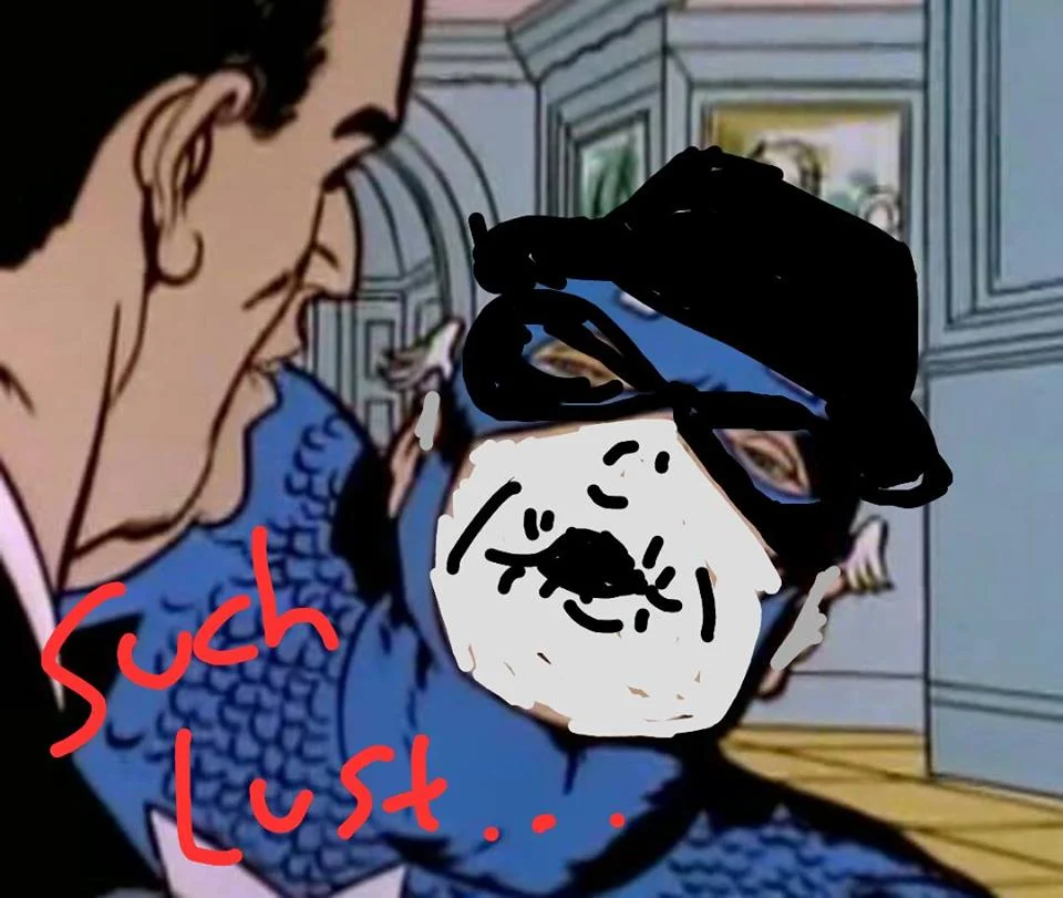 A rough MS Paint edit applying the 'Such Lust' caption over a vintage cartoon panel.