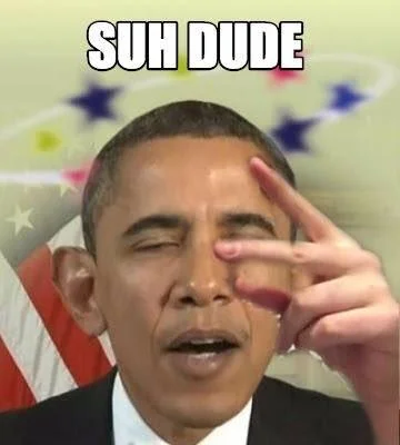 Obama making the Suh Dude gesture.