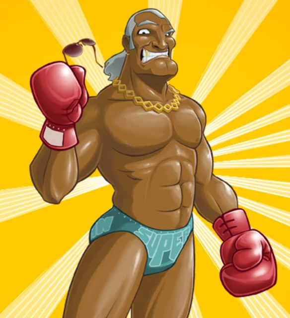 Super Macho Man's full-body sprite from Super Punch-Out!! on the Super Nintendo.