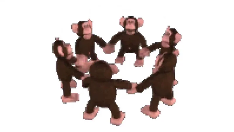 Dancing monkeys circle animation frame.