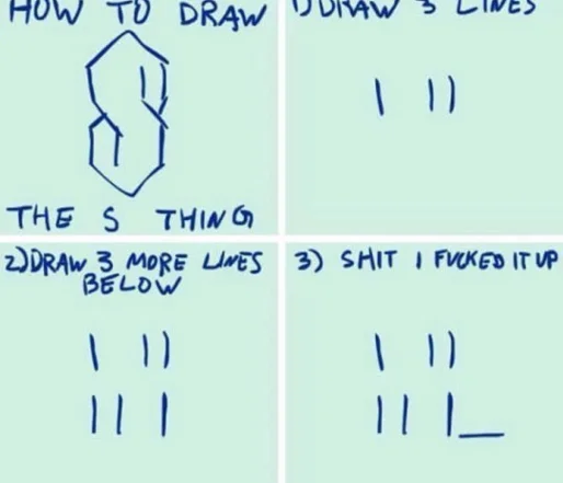 A mock motivational poster celebrating the ease and coolness of drawing the Super S.
