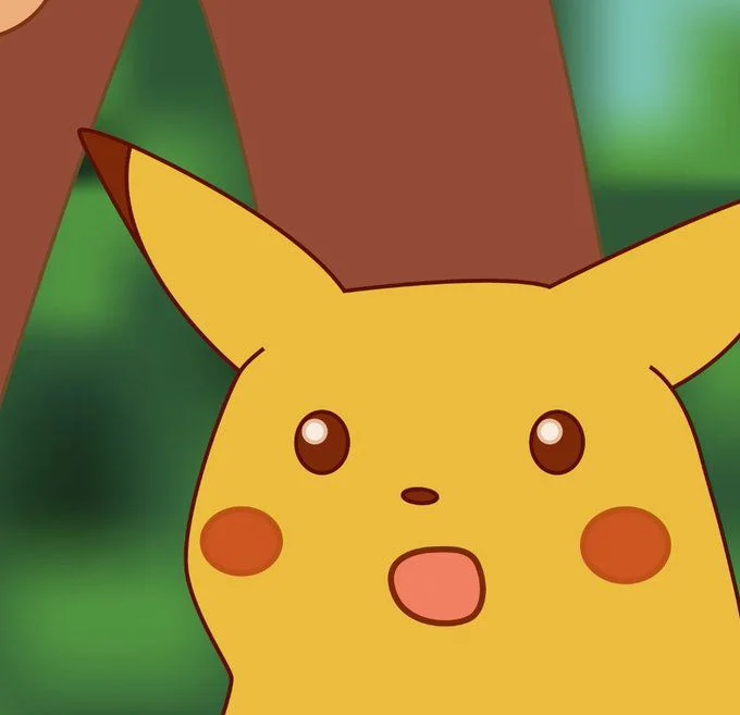 Pikachu's signature surprised expression.