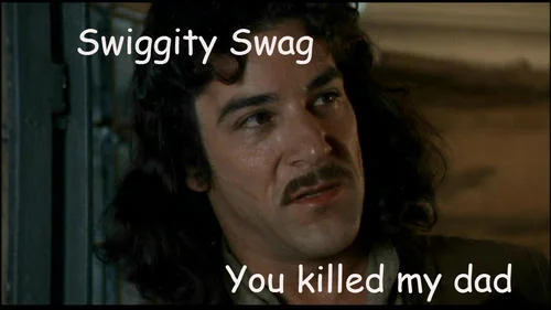 Dark humor swag in tragic context.