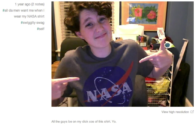 Casual social media swag expression.