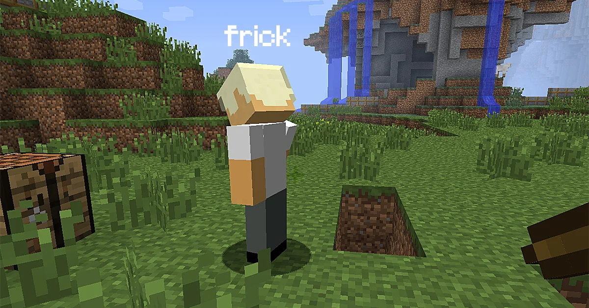 The signature Minecraft-themed image commonly associated with the 'This is a Christian server, no swearing' meme, showing a player using a censored expletive.