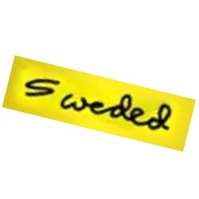 The signature yellow 'Sweded' label used to mark homemade remakes of movies, inspired by the 2008 Michel Gondry film Be Kind Rewind.