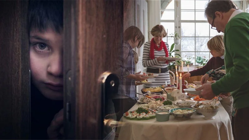 Child excluded from festive family dinner.