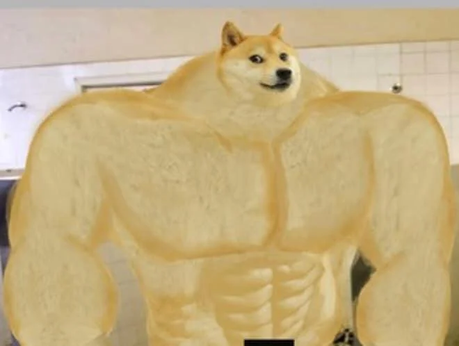 Real-world Swole Doge art piece.