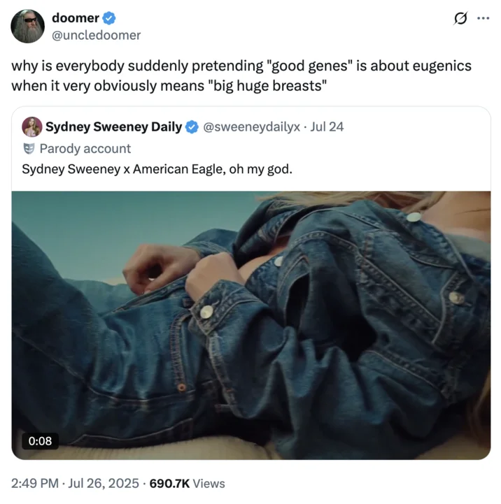 Unusual genetics and jeans juxtaposition.