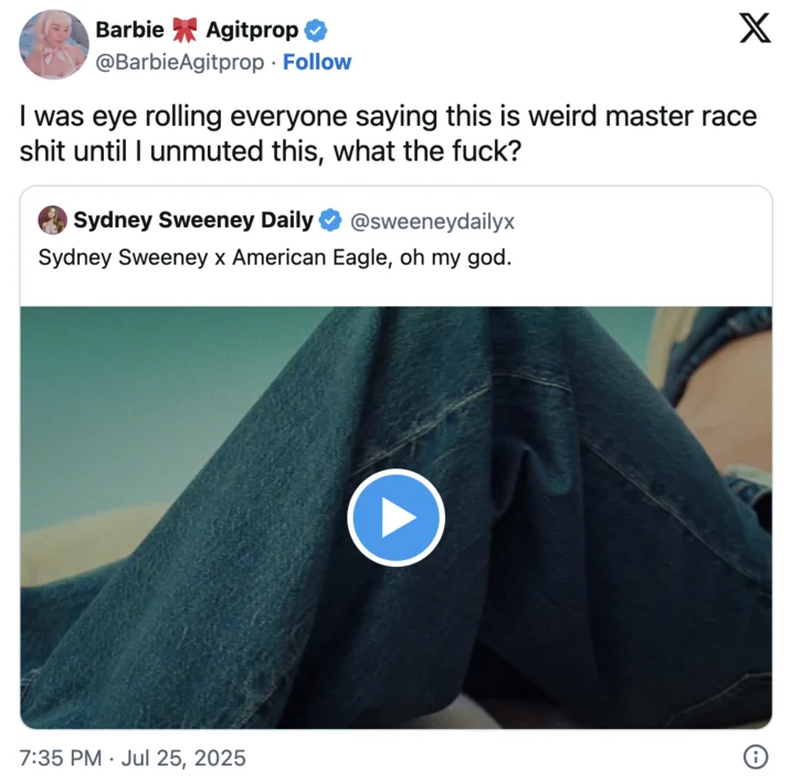 Twitter debate on genetics jeans ad.