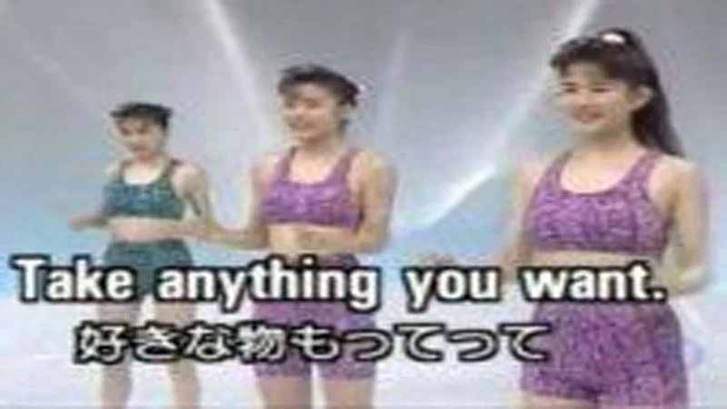 The original 'Take anything you want' screenshot from a Japanese video, featuring the iconic subtitled phrase that became a widely used reaction meme.