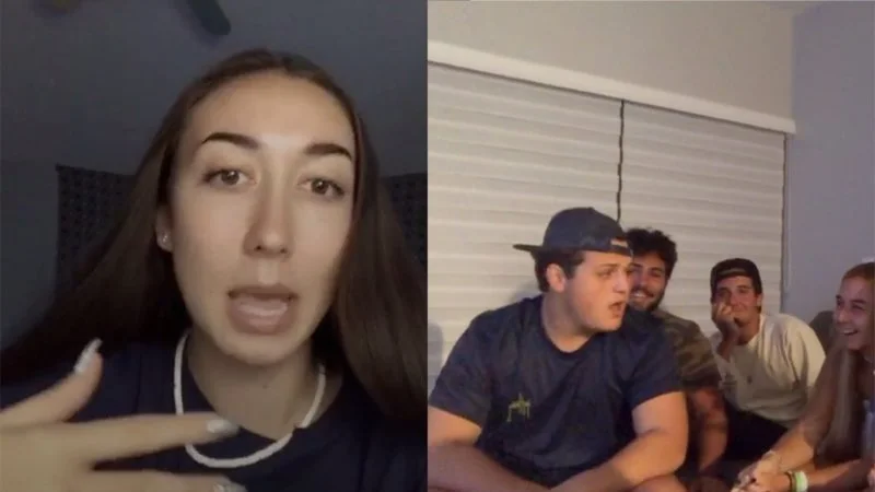 Viral reaction format with stunned men.