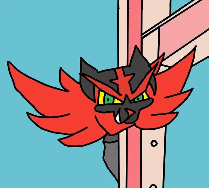 A Pokémon-themed variant swapping Tom for Incineroar in the peeking-cat format.