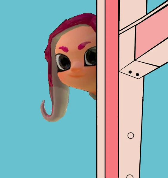 A Splatoon crossover edit featuring an Octoling in the Tom-peeking pose.