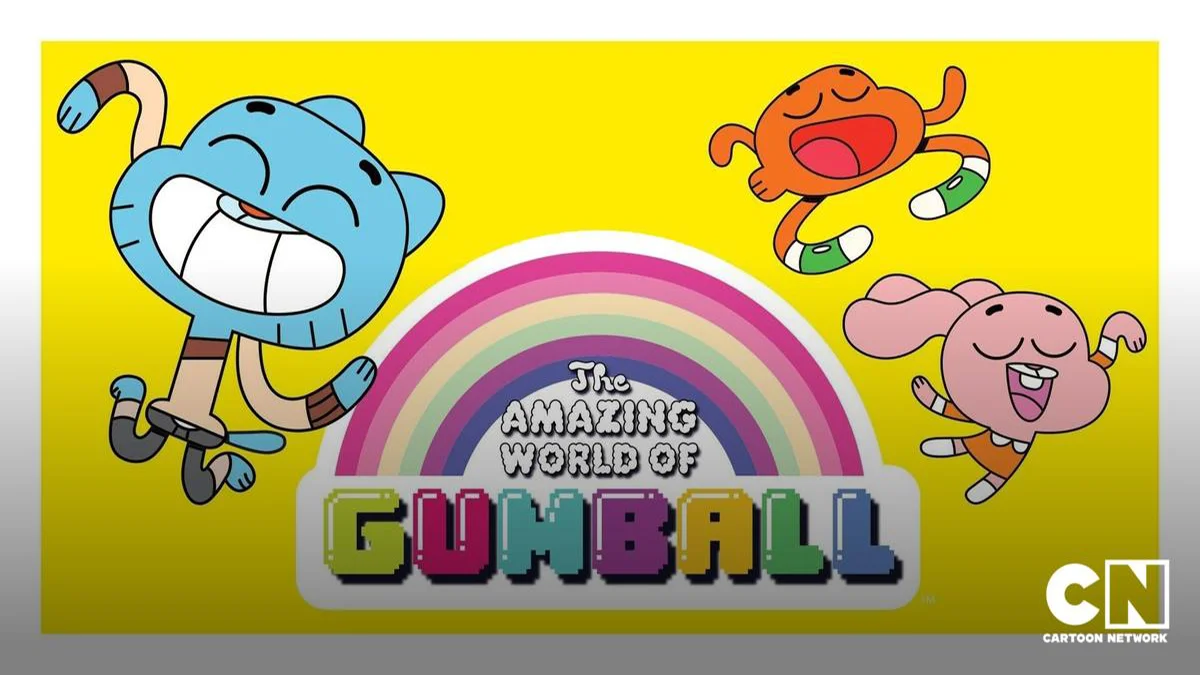 Official Cartoon Network promotional banner for The Amazing World of Gumball featuring the main trio and the series logo.