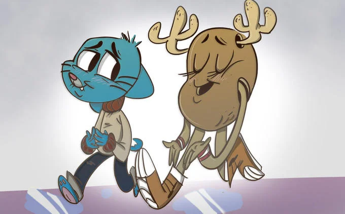 Fan artwork depicting Gumball and Penny together, a popular romantic pairing from the series.