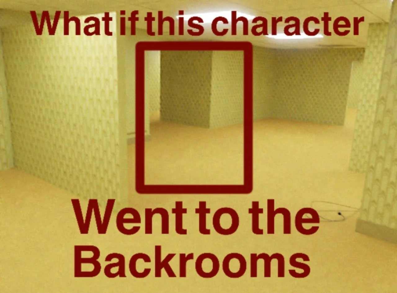 Fan-creation template: insert character into Backrooms scenario.
