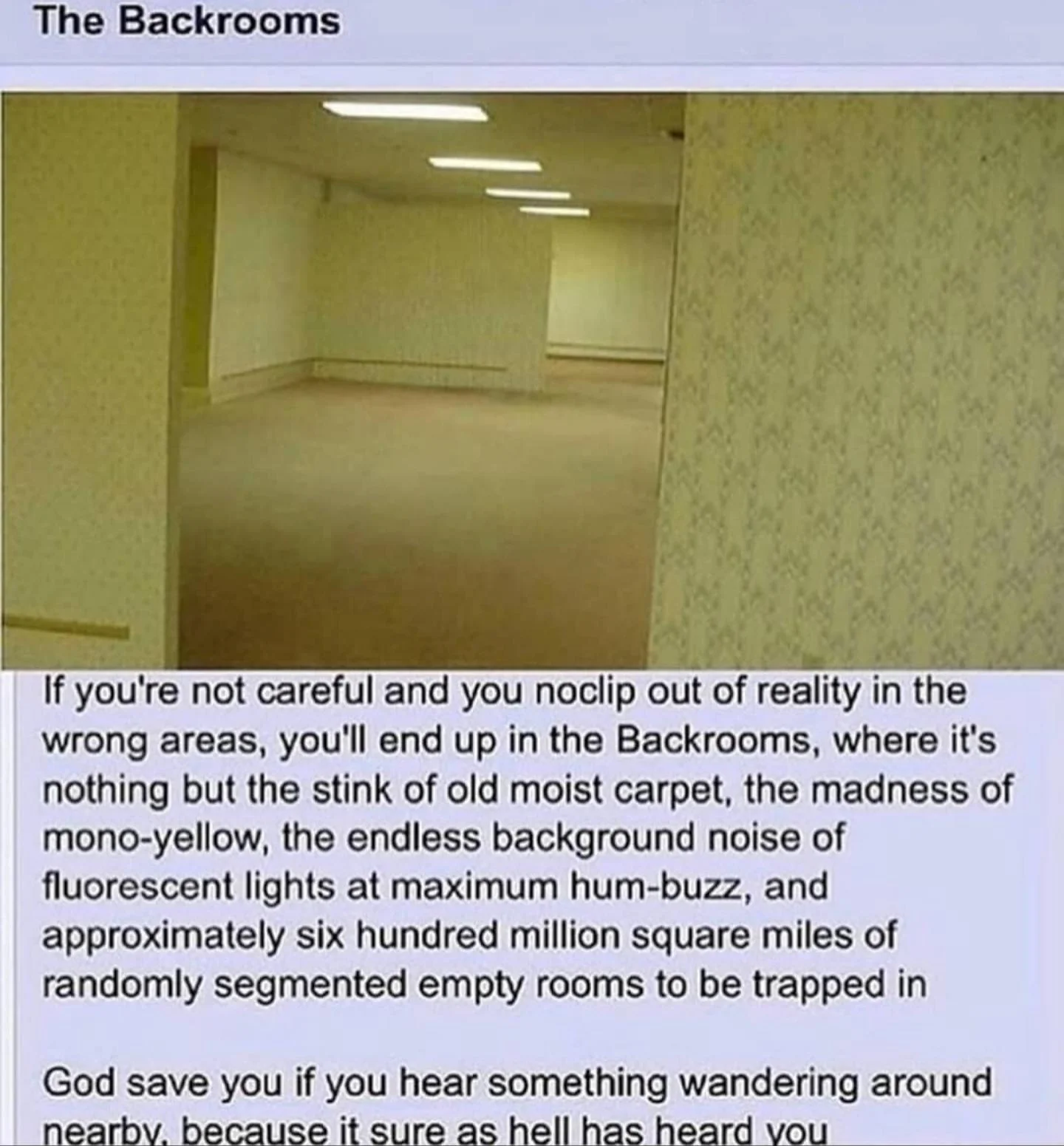 Original creepypasta: the Backrooms origin story.