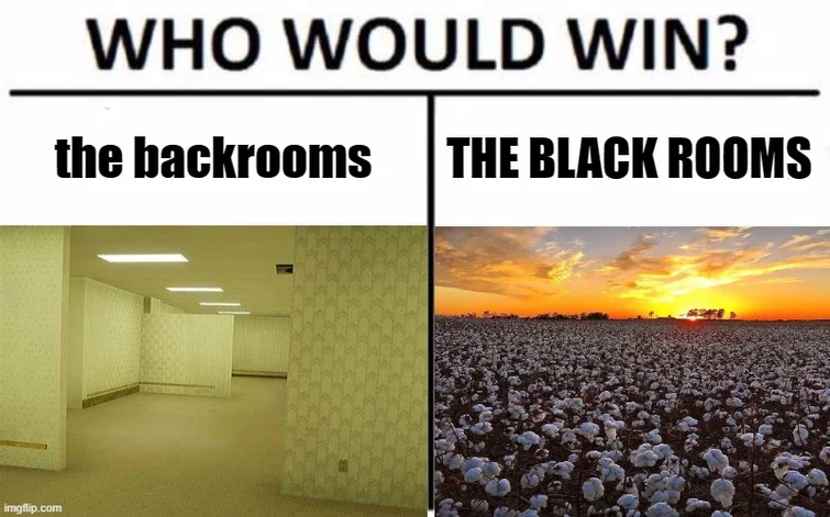 Pun-based comparison: backrooms versus black rooms.