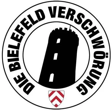 The official logo of 'Die Bielefeld-Verschwörung' featuring the Sparrenburg tower, a central symbol of the long-running German internet joke claiming the city of Bielefeld does not exist.