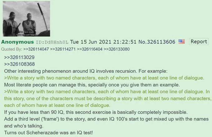 A follow-up post from the same thread extending the discussion to recursion, storytelling, and nested narratives.