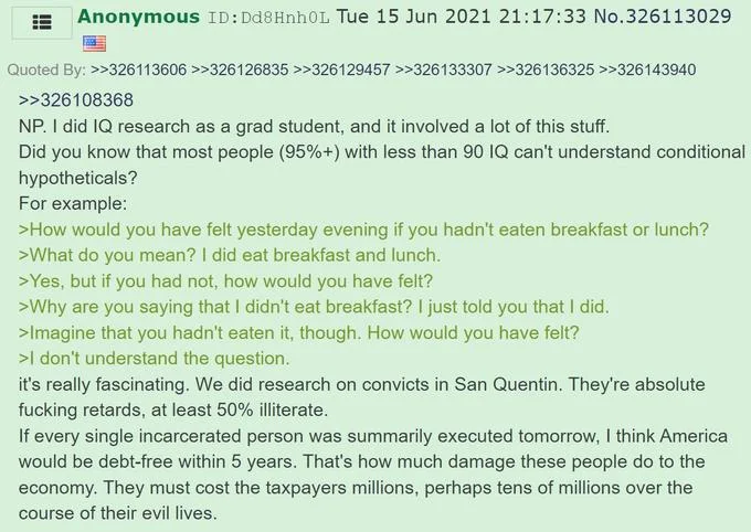 The original 4chan post that popularized the breakfast question as a supposed test of conditional-hypothetical reasoning.