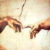 Iconic nearly-touching hands detail.
