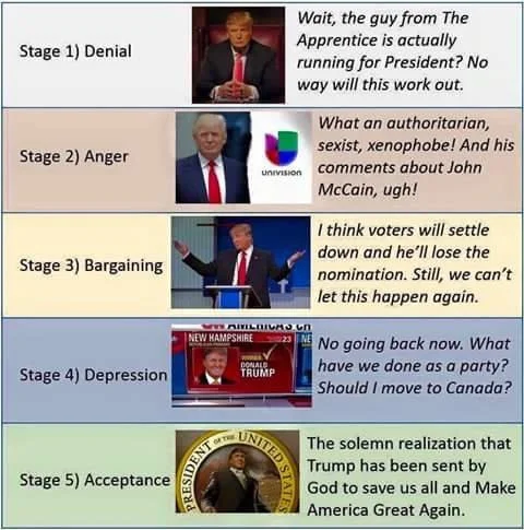 Political satire version of the grief format.