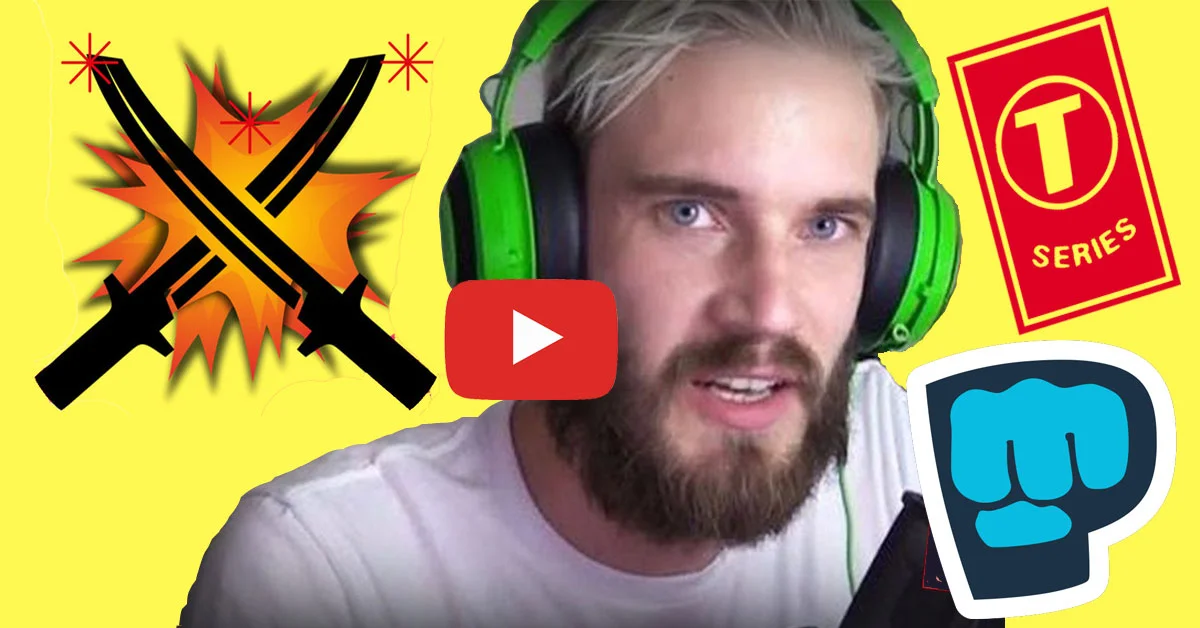 Header image representing the subscriber war between PewDiePie and T-Series on YouTube.