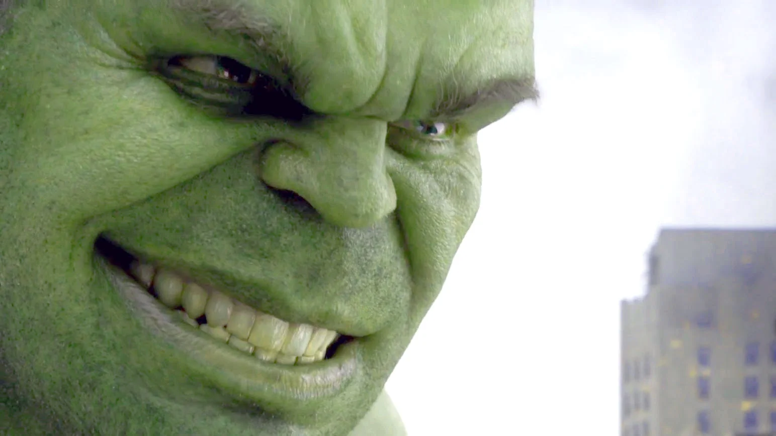 The signature smirking Hulk close-up from the MCU that serves as the source frame for 'The Hulk GIF' meme.