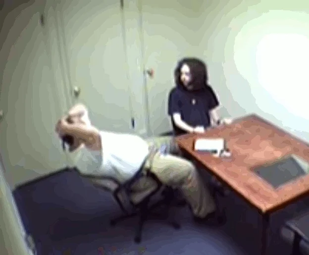 Animated clip from the original interrogation footage that fueled the meme's spread.