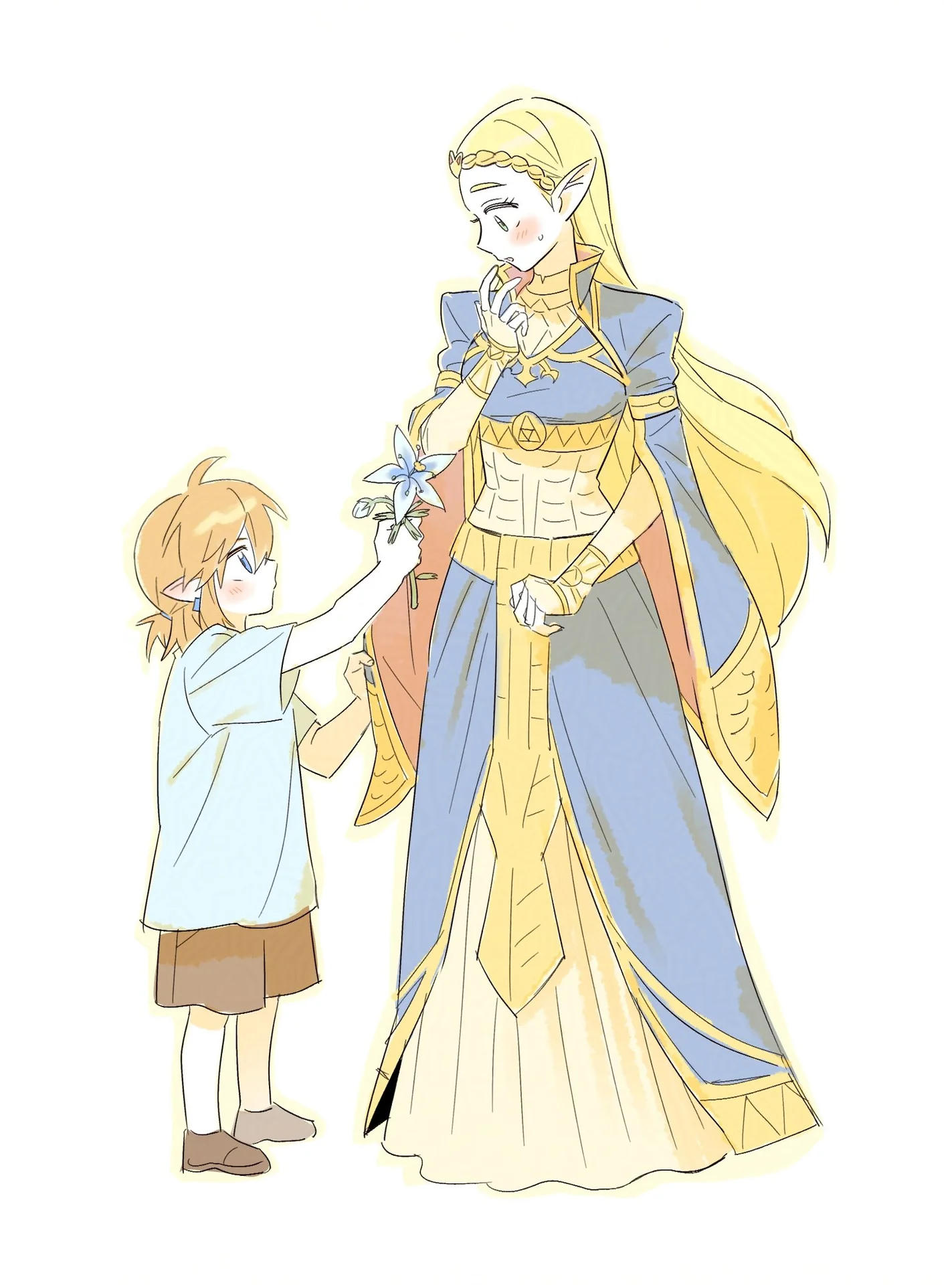 Fan art of Princess Zelda in her signature Breath of the Wild attire using the Sheikah Slate.