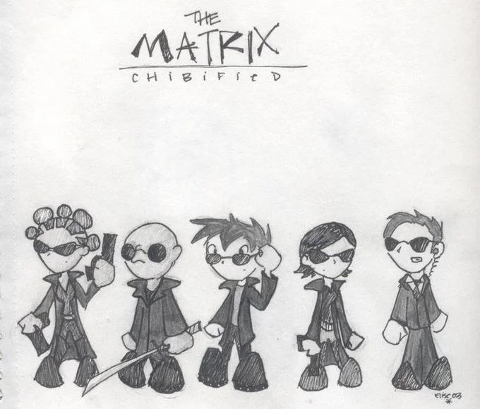 Fan art 'The Matrix Chibified' depicting the main cast reimagined in chibi style.