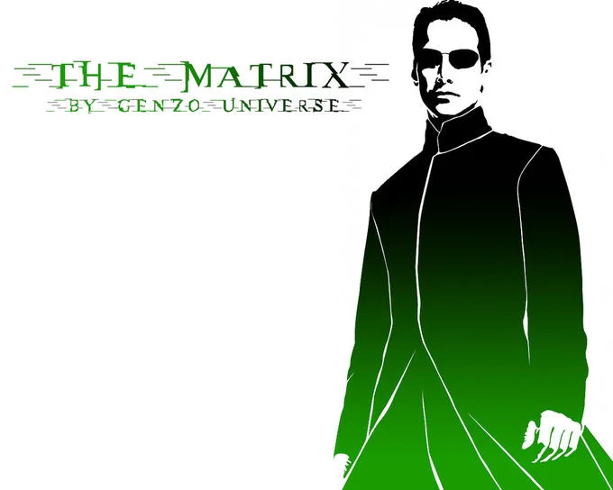 Fan-made minimalist poster artwork of Neo for The Matrix, credited to Genzo Universe.
