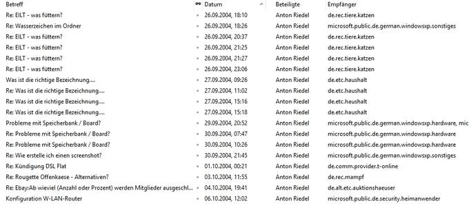 Historical email evidence from 2004.